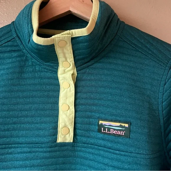 LL Bean Airlight Knit Pullover Women’s S PET Sweater Sweatshirt Teal Outdoor - Picture 4 of 10